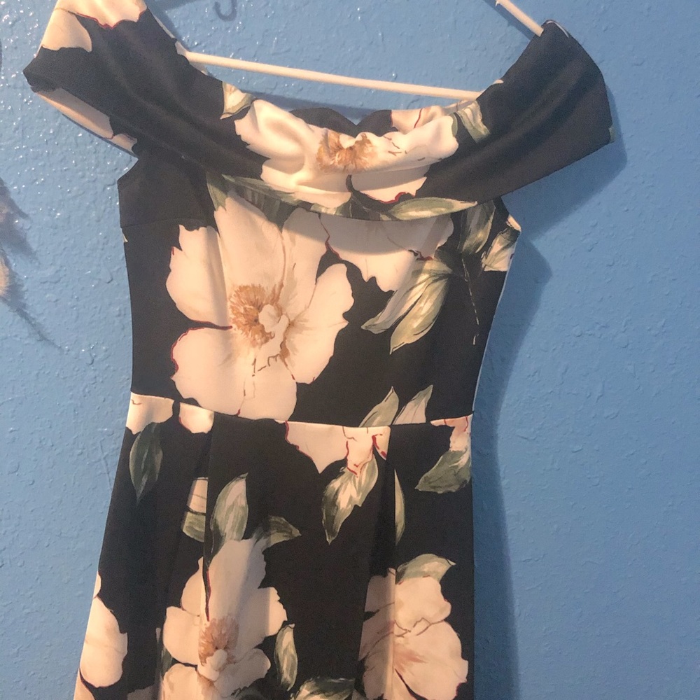 Black dress with white flowers